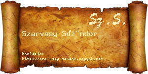 Szarvasy Sándor névjegykártya